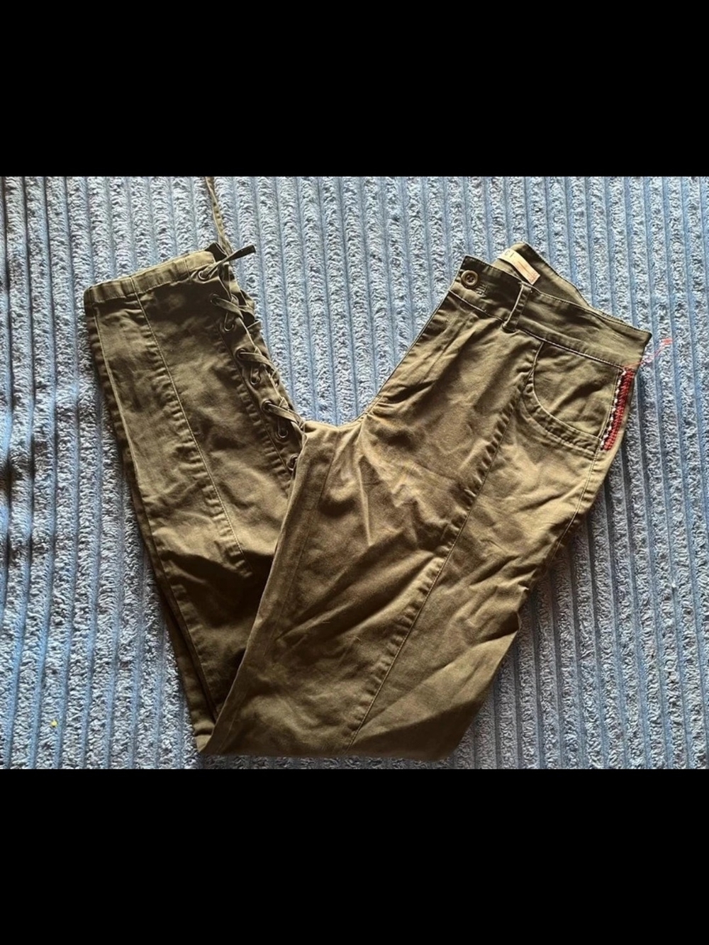 Olive Green Cargo-Style Pants